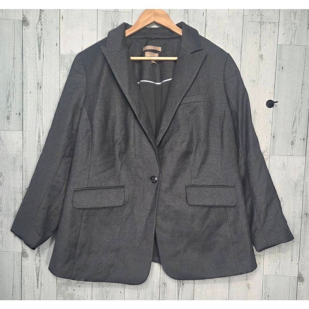 Talbots 99% Wool One Button Office Professional Blazer Grey NwoT Sz.18WP